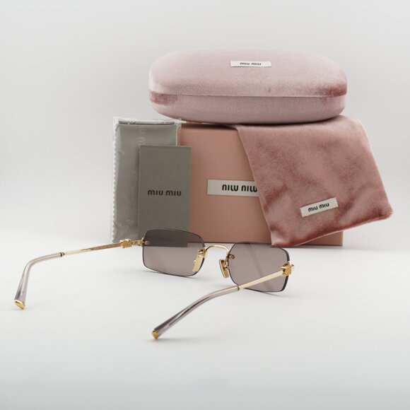 Miu Miu MUB50S 5AK20I Sunglasses Gold Rectangle Frame, Light Brown Lenses main image 7